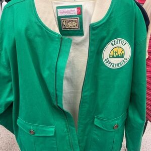 Mitchell & Ness Green Varsity Jacket with Supersonics Logo
